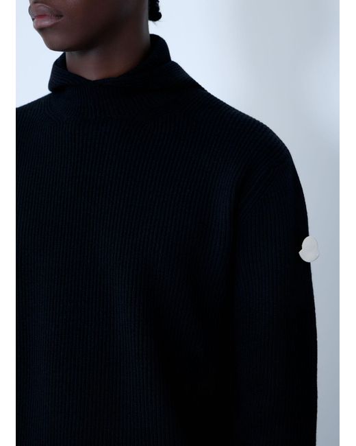 Moncler + Jil Sander Black Felted Wool Hooded Sweater for men