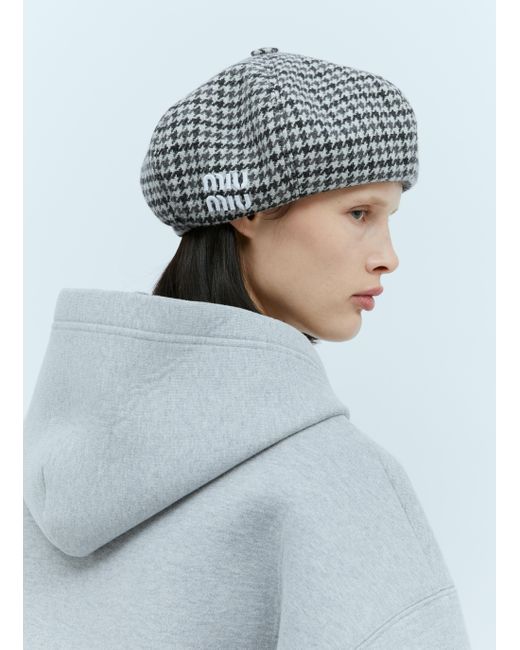 Miu Miu Gray Shetland Wool Beret Hat