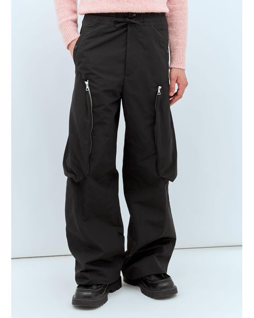 Dries Van Noten Black Drawstring Cargo Pants for men