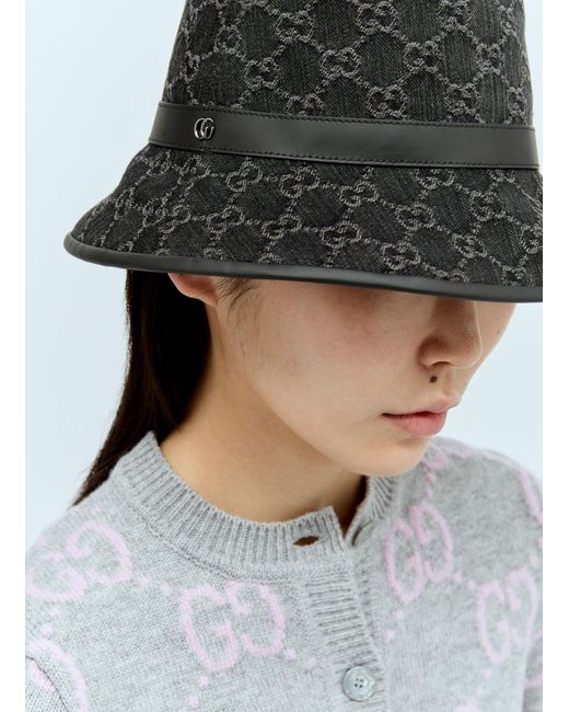 Gucci Gray Gg Denim Bucket Hat