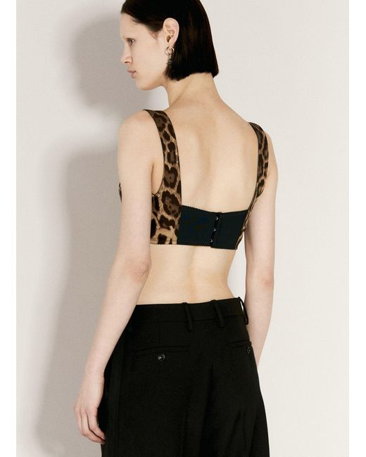 Dolce & Gabbana Natural Leopard Print Bustier Top