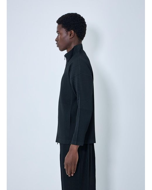 Homme Plissé Issey Miyake Blue Pleated Zip-Up Jacket for men