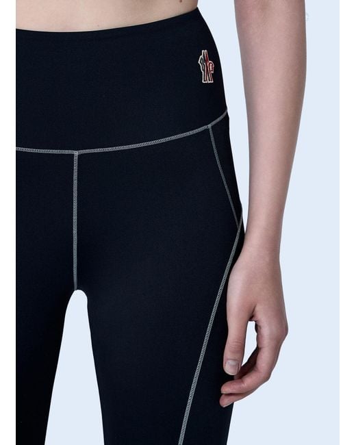 Moncler Blue Logo Patch Leggings