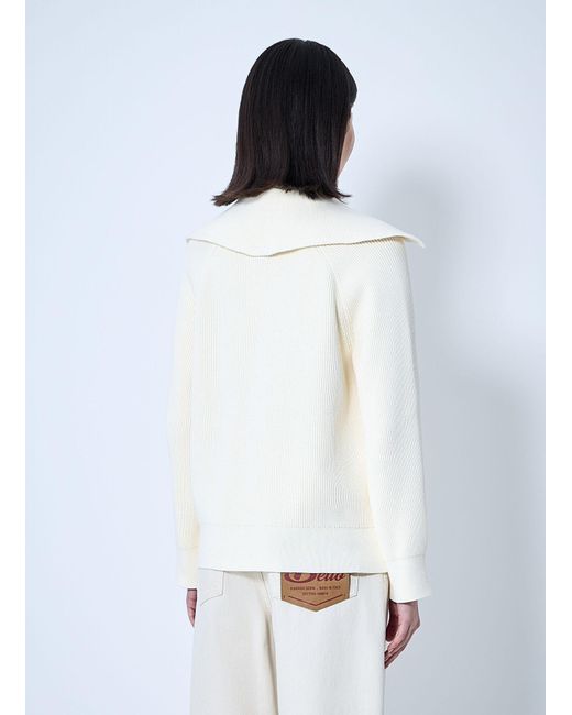 Bottega Veneta White Cotton Ribbed Cardigan