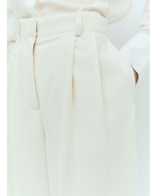 Totême  White Silk Cotton Cord Pants