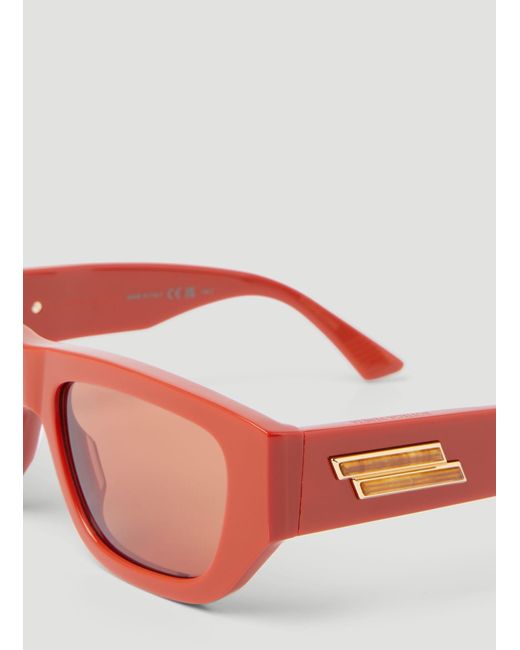 Bottega Veneta Pink Bolt Rectangular Sunglasses