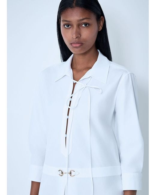 Gucci Blue Cotton Poplin Shirt With Horsebit Hardware