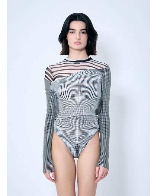 Jean Paul Gaultier Blue Double-Layer Mesh Bodysuit