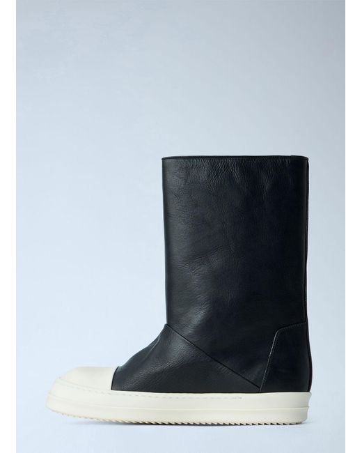 Rick Owens Blue High Leather Boots for men