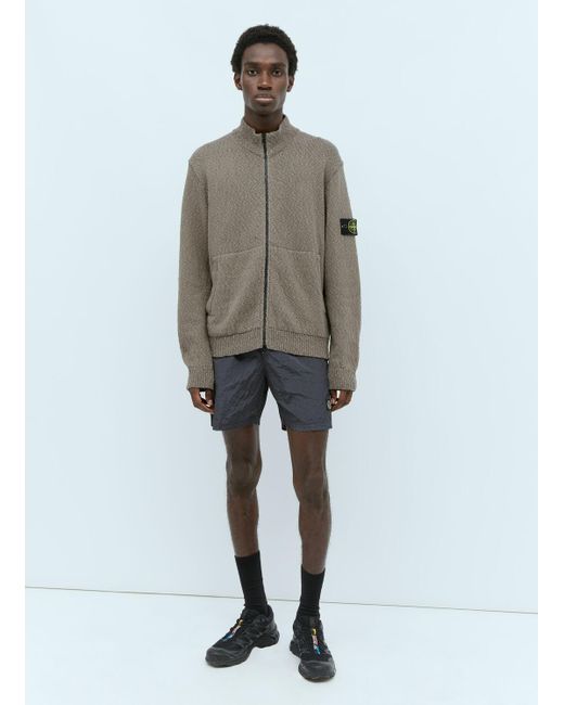 Stone Island Gray Zip-up Knit Cardigan for men