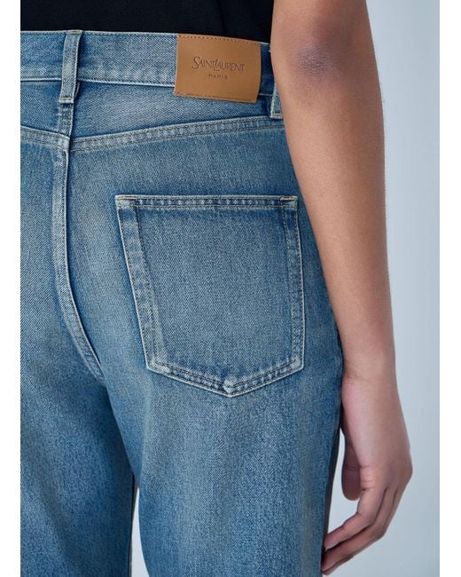 Saint Laurent Blue 90S High-Rise Cropped Slim Jeans