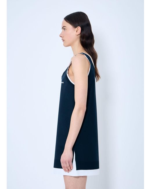 Miu Miu Blue Knit And Poplin Mini Dress