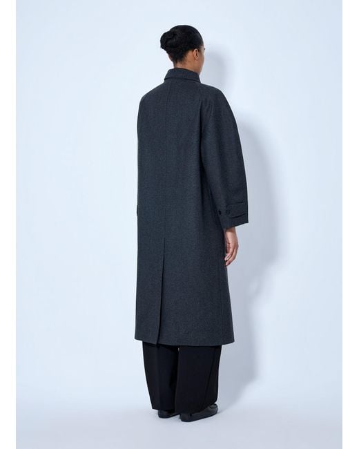 Jil Sander Blue Single-Breasted Wool Coat