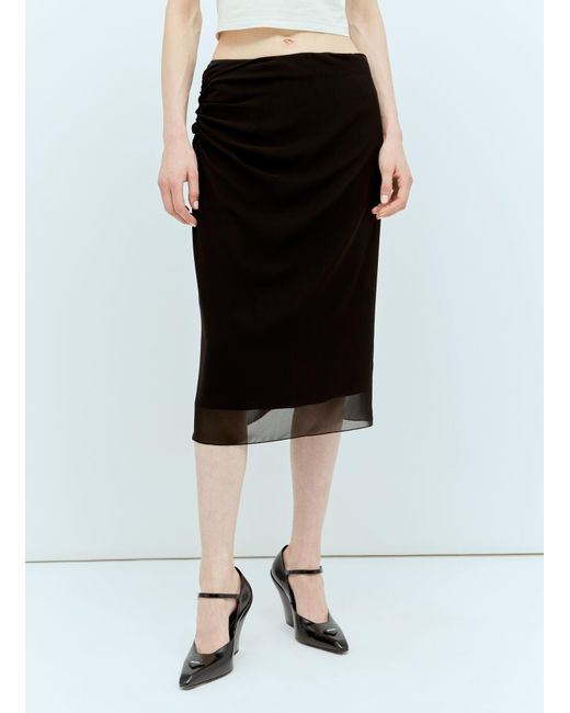 Prada Black Georgette Midi Skirt