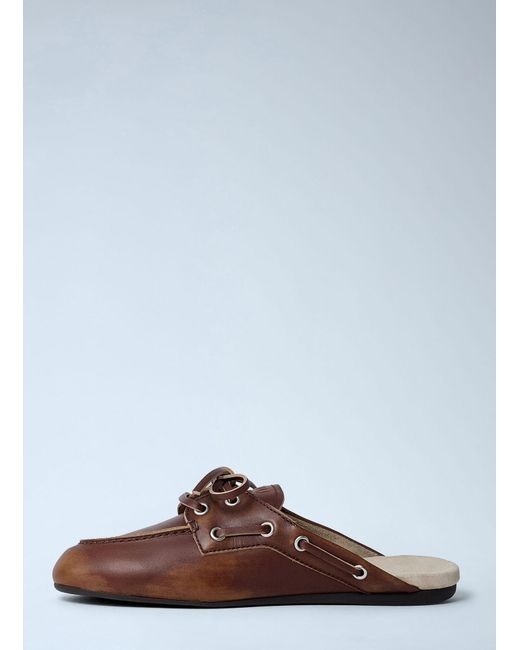 Miu Miu Brown Leather Lace-up Mules