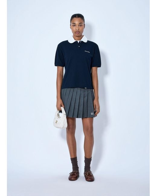 Miu Miu Blue Piqué Polo Shirt