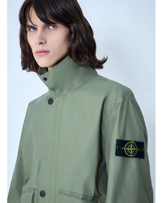 Stone Island Green Cotton Twill Field Jacket for men