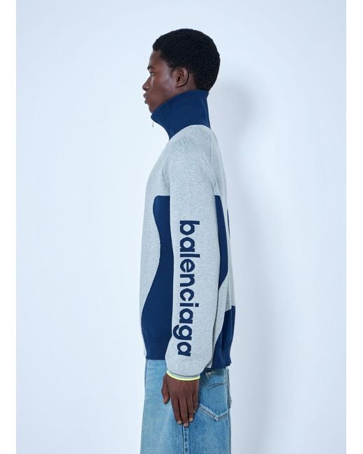 Balenciaga Blue Zip-Up Track Jacket for men