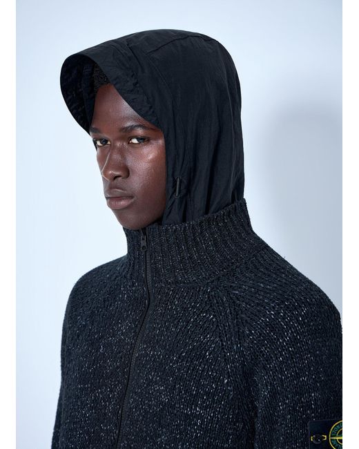 Stone Island Blue Textured Knit Jacket for men