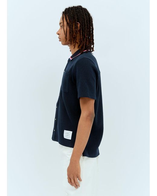 Thom Browne Blue Knit Polo Shirt for men