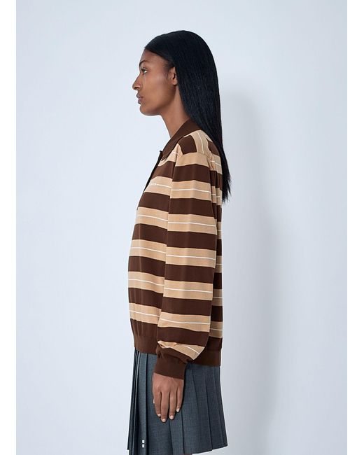 Miu Miu Brown Striped Cotton Polo Shirt