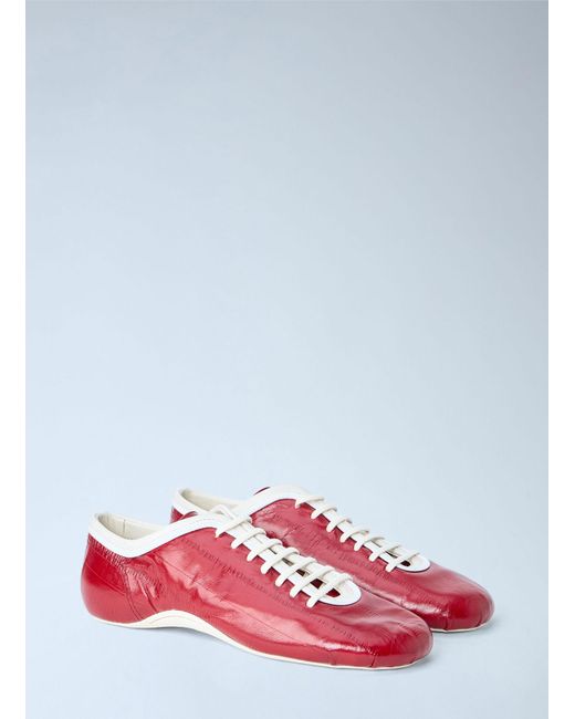 Dries Van Noten Red Leather Lace-Up Sneakers