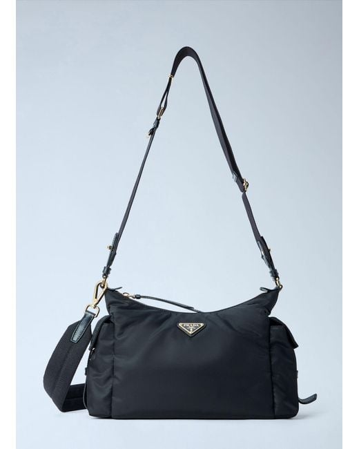 Prada Blue Explore Large Re-Nylon And Leather Shoulder Bag