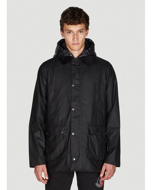 2 Moncler 1952 Cotton X Barbour Wight Waxed Jacket in Black for Men | Lyst