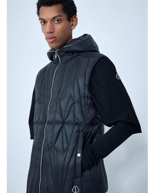 Moncler Blue Rick Owens Geocamo Flight Quilted Hooded Gilet for men