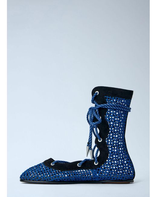 Kiko Kostadinov Blue Reticella Lace Up Boot