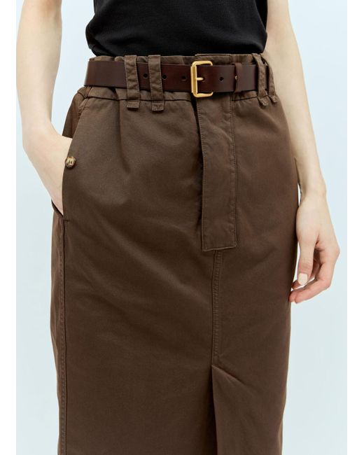 Saint Laurent Brown Twill Pencil Skirt