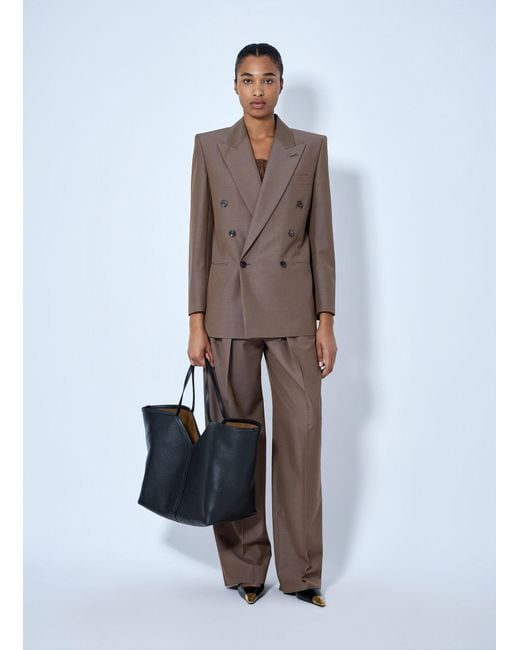 Saint Laurent Brown Double-Breasted Wool Blazer