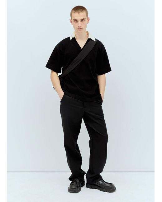 Jil Sander Black Knit Polo Shirt for men