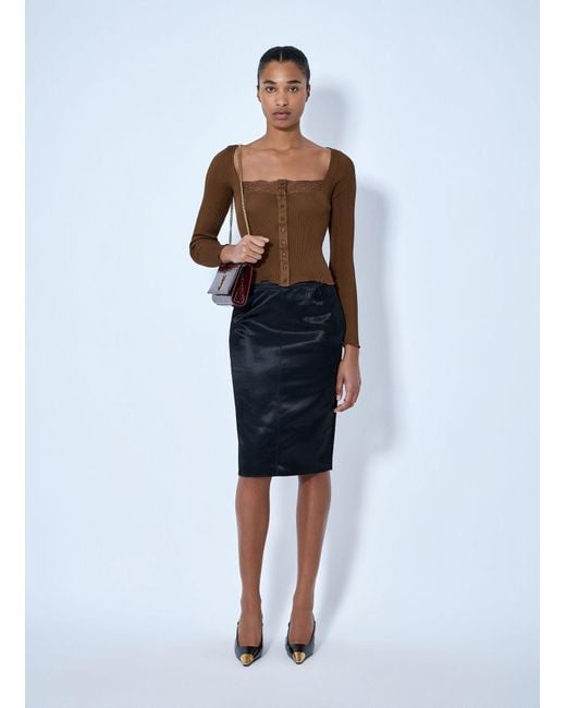 Saint Laurent Black Cassandre Pencil Skirt
