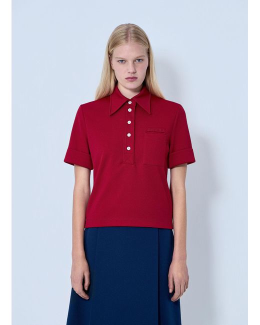 Miu Miu Red Jersey Polo Shirt