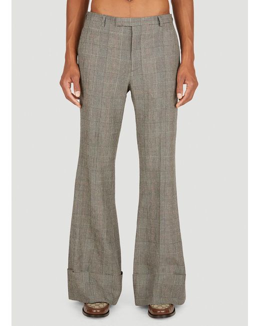 Gucci Brown Prince Of Wales Flared Pants for men