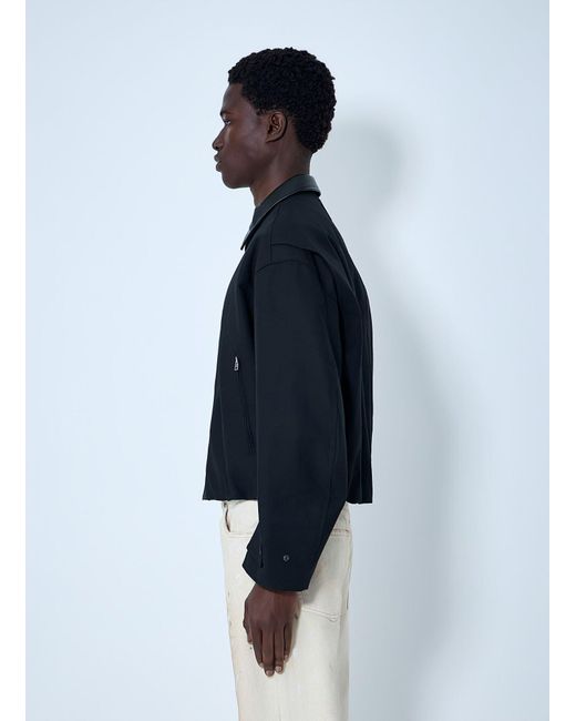 Acne Blue Leather-Trimmed Button Jacket for men