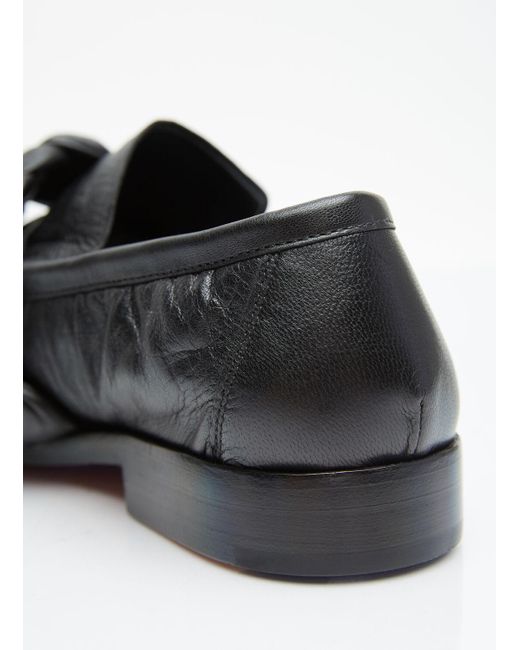 Bottega Veneta Black Knotted Leather Loafers