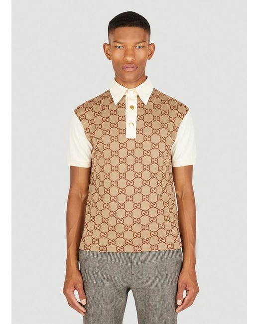 Gucci Jumbo GG Jacquard Polo Shirt in Natural for Men | Lyst