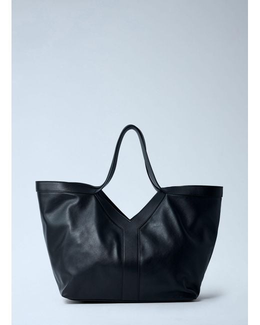 Saint Laurent Blue Large Y-Shaped Leather Tote Bag for men