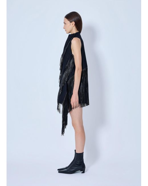 Sportmax Blue Fringe Trim Sleeveless Dress