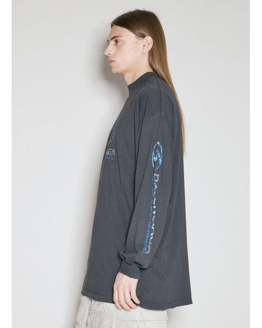 Balenciaga Gray Surfer Long Sleeve T-shirt for men