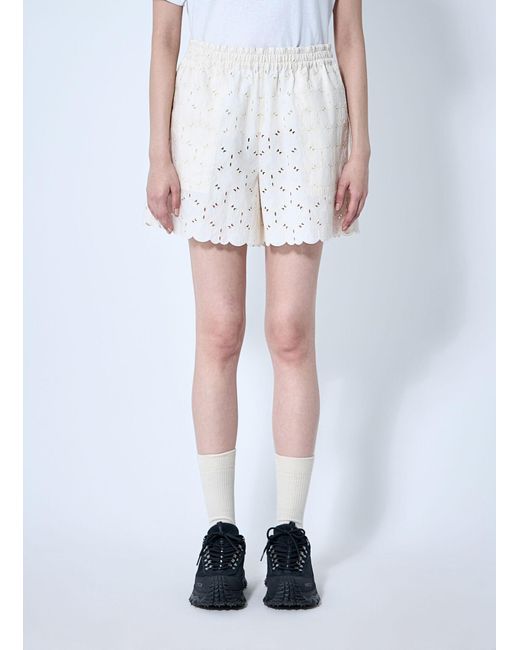 Moncler White Logo Patch Shorts