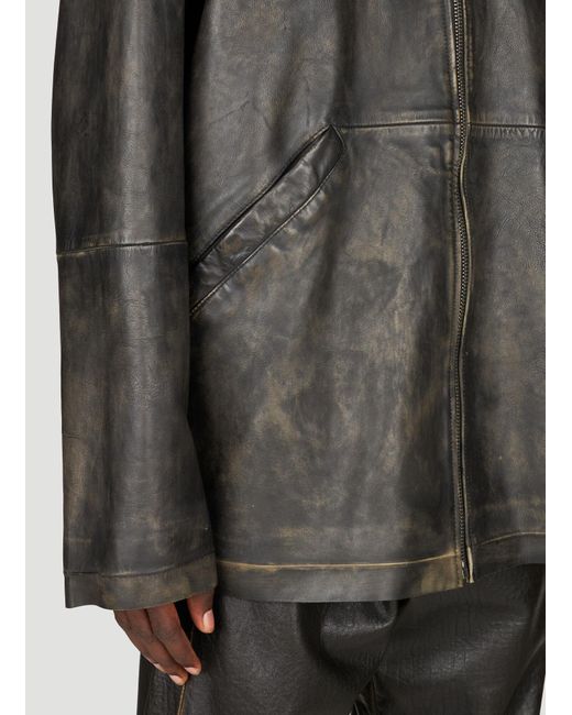 DIESEL Gray L-stoller-treat Leather Jacket for men