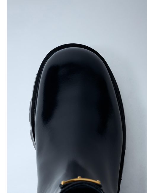 Prada Blue Logo Plaque Ankle Boots