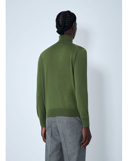 Saint Laurent Green Fine Knit Turtleneck Sweater for men