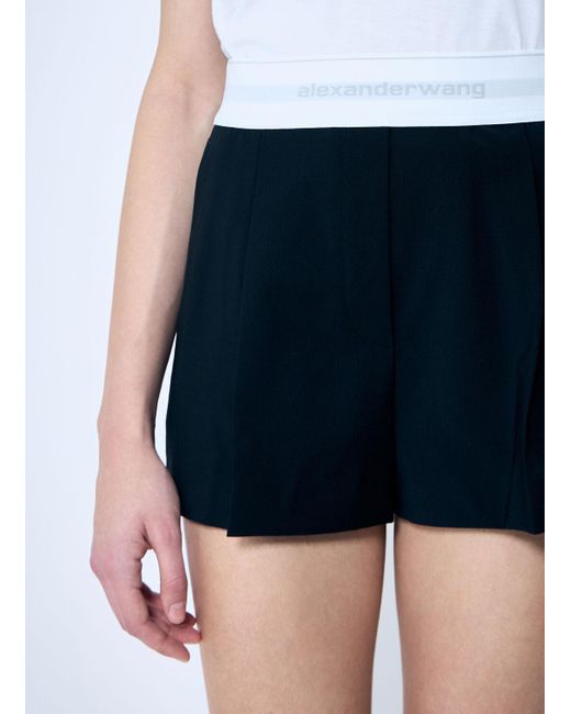 Alexander Wang Blue High Rise Pleated Shorts