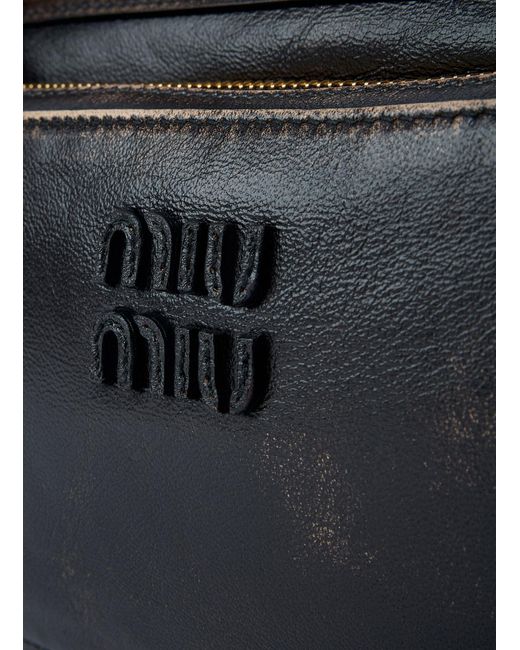 Miu Miu Black Pocket Leather Shoulder Bag
