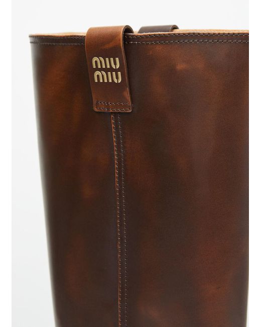 Miu Miu Brown Fumé Leather Boots