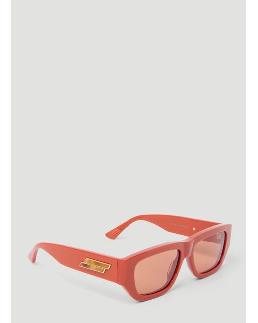 Bottega Veneta Pink Bolt Rectangular Sunglasses